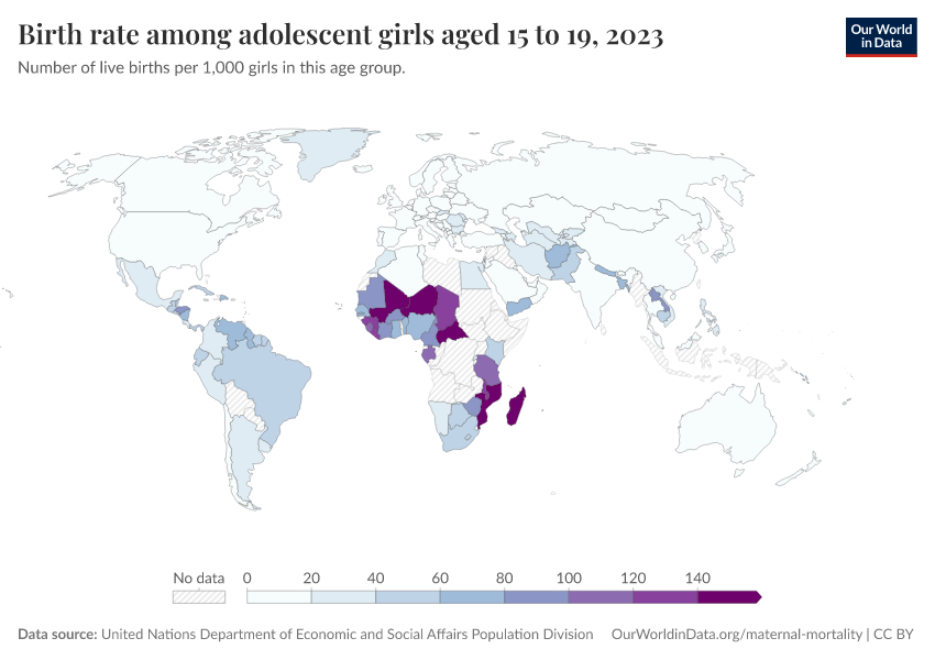 A thumbnail of the "Birth rate among adolescent girls aged 15 to 19" chart