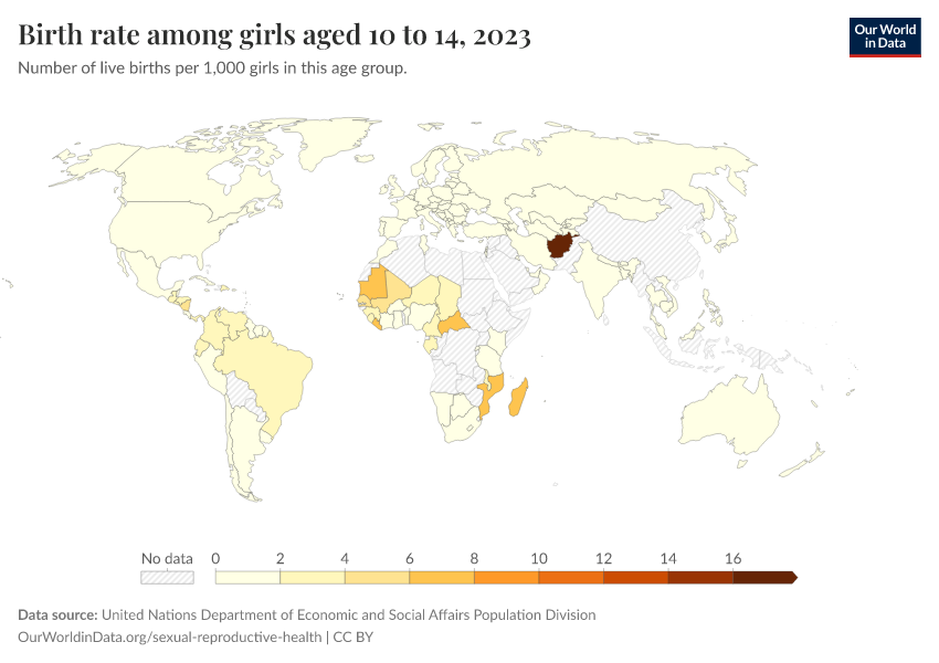 A thumbnail of the "Birth rate among girls aged 10 to 14" chart