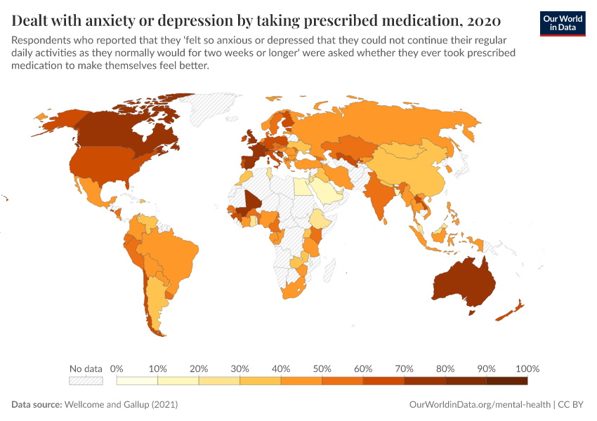 Dealt with anxiety or depression by taking prescribed medication