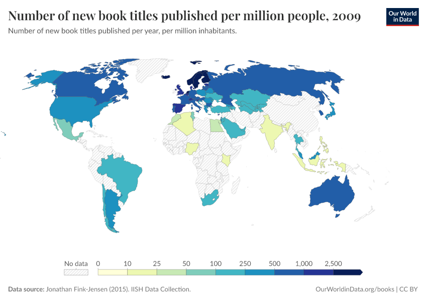 A thumbnail of the "Number of new book titles published per million people" chart