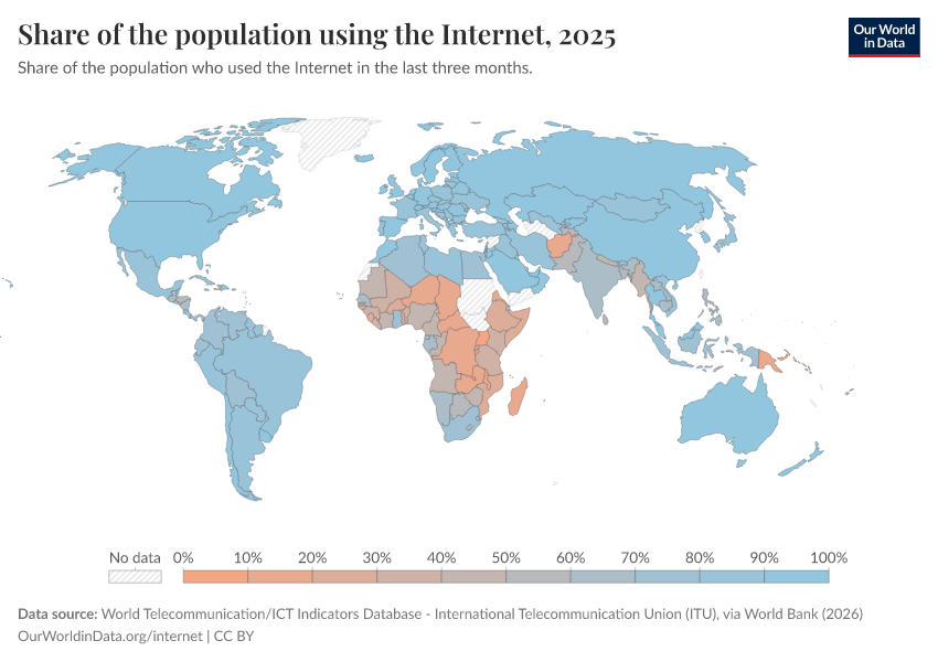 A thumbnail of the "Share of the population using the Internet" chart