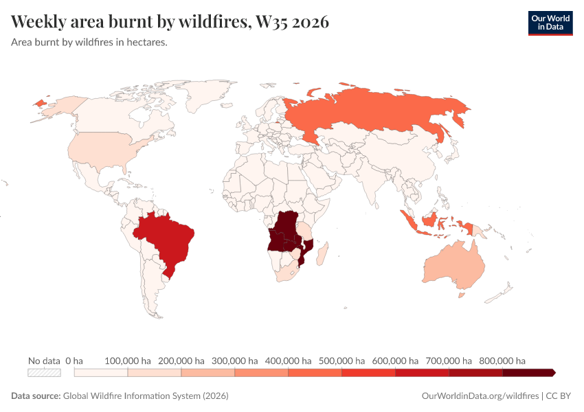 A thumbnail of the "Weekly area burnt by wildfires" chart